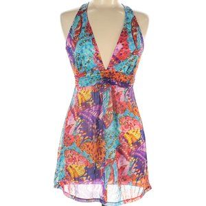 Luli Fama Cheetah Colorful Pattern V-neck Minidres